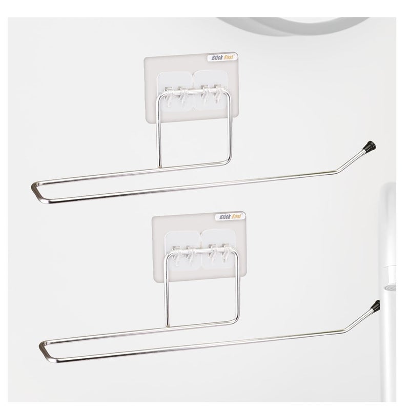 SF - Stick Fast Stick Fast SelfAdhesive Stainless Steel Kitchen NapkinToilet Paper Holder with 3M Sticker for Wall Mount Bathroom Towel Kitchen Tissue Roll Dispenser Chrome Pack of 2 - Image 1