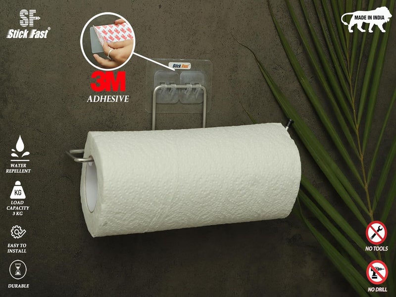 SF - Stick Fast Stick Fast SelfAdhesive Stainless Steel Kitchen NapkinToilet Paper Holder with 3M Sticker for Wall Mount Bathroom Towel Kitchen Tissue Roll Dispenser Chrome Pack of 2 - Image 2