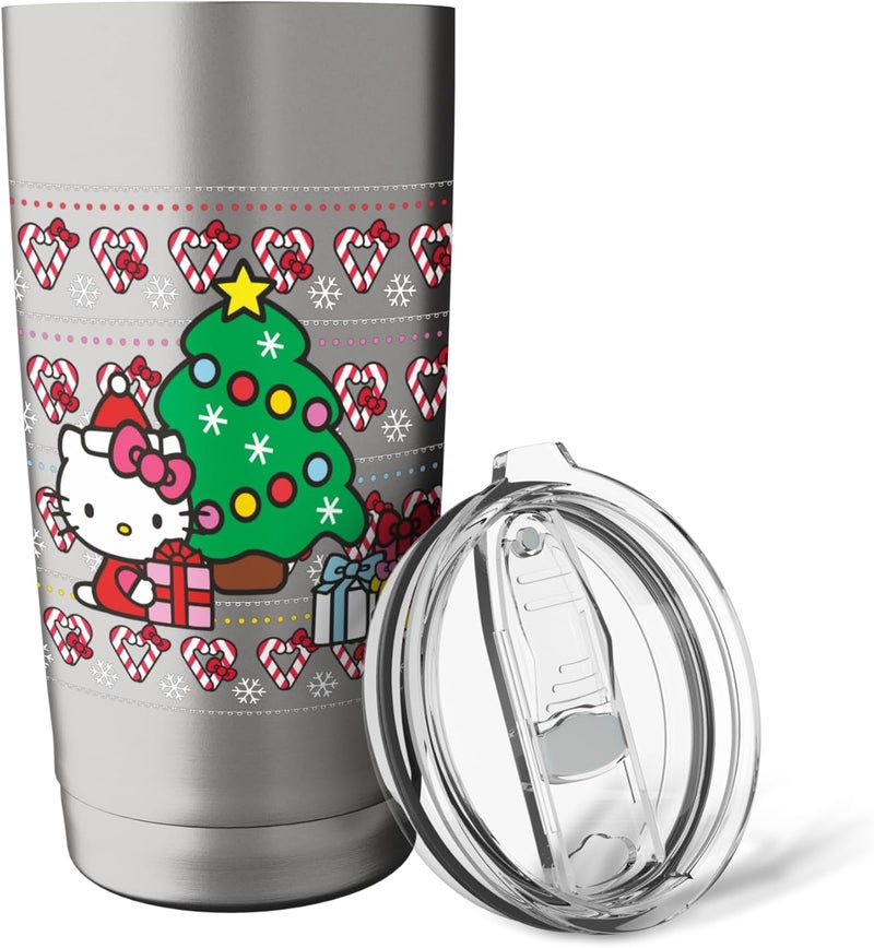 Hello Kitty Hello Kitty Candy Cane Christmas Sweater Tee Shirt Stainless Steel Insulated Tumbler  - Image 5