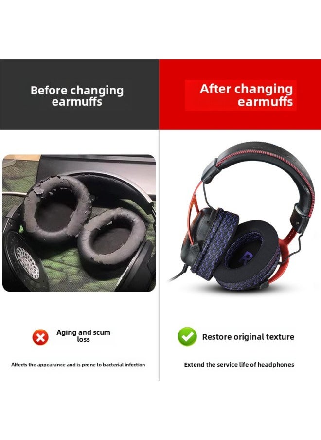 Generic For HyperX Kingston Hurricane 2 Earphone Cover Cloud3 Earmuffs Alpha S Leather Case Sky Arrow Stinger Sponge-Color:Black And Pink Printed Lr Ice-feeling Earmuffs 1 Piece-hm5  - Image 5