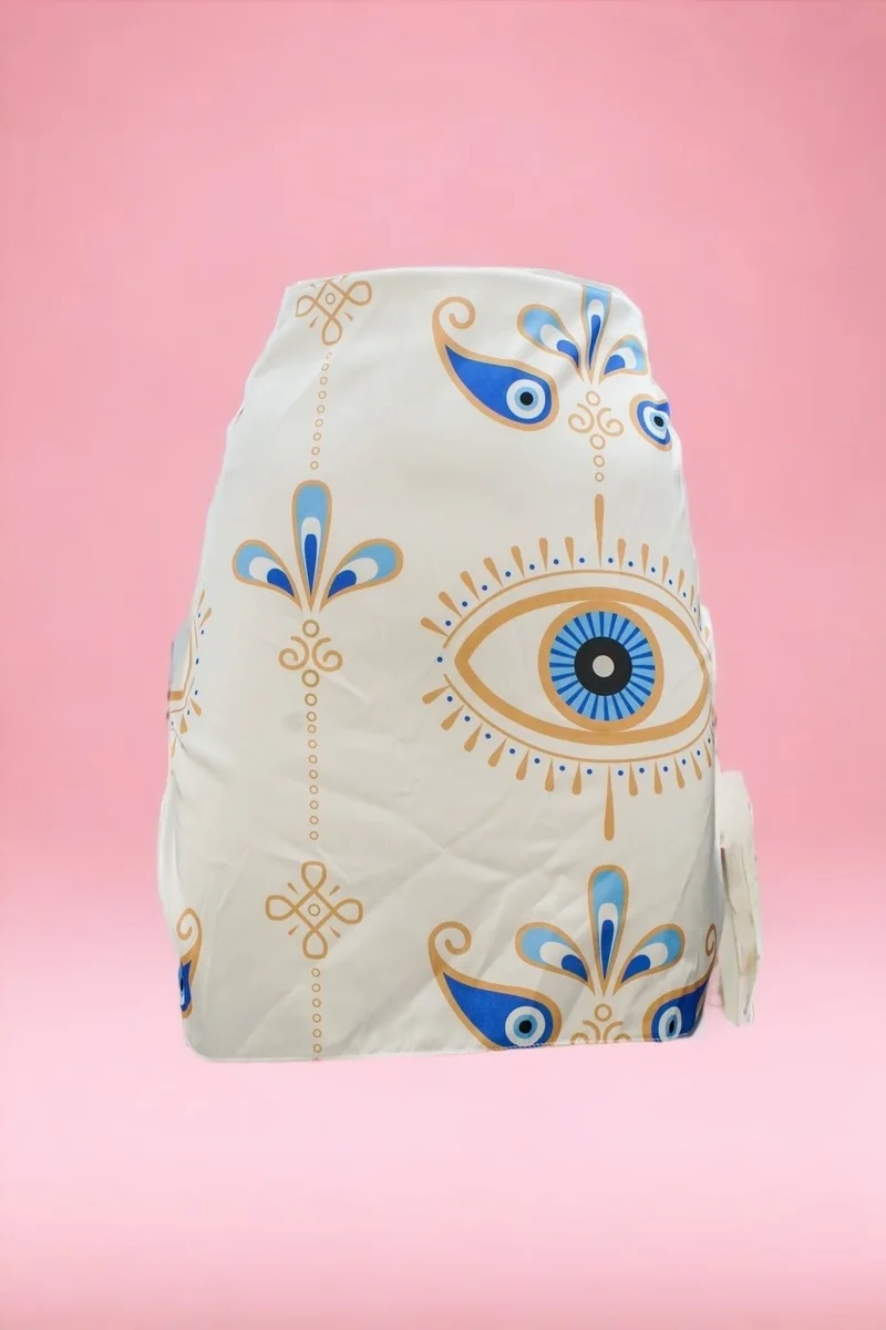 Pistore White Eye Patterned Short Pareo Satin Women's Beach Dress New Season