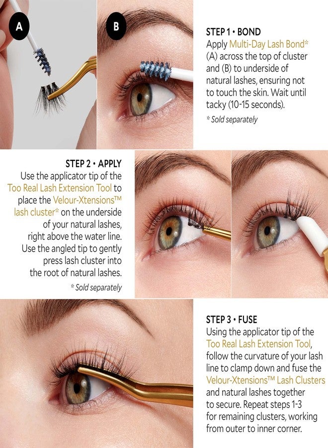 Velour Too Real Xtension Lash Applicator | Gold Stainless Steel | Double Ended Lash Tool for Easy False Eyelash Application - Image 4