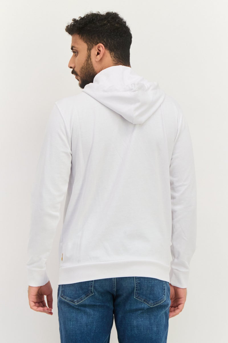 Gazzarrini Men Hooded Brand Logo Long Sleeve Sweatshirt, White - Image 4