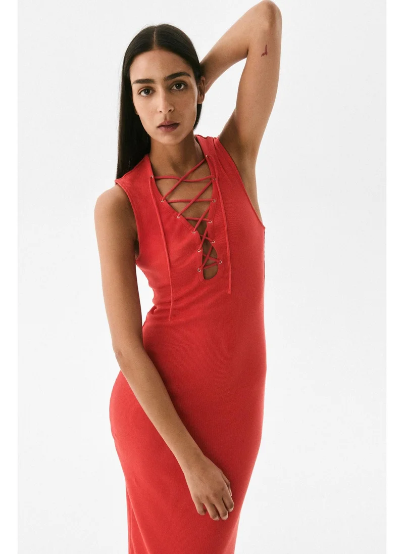 H&M Ribbed lace-up dress