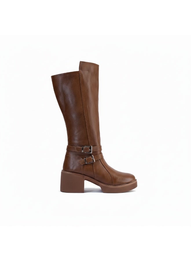 LIFESTYLISH Long Boot  Mid Heels Leather Elegant  LB-40 - Havan - Image 2