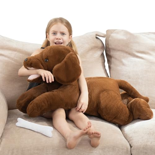 MorisMos 32 Inch Giant Chocolate Lab Stuffed Animal Large Labrador Plush Puppy Pillow Fluffy Big Labrador Stuffed Dog Plush Gifts for Kids Girls Boys - Image 1