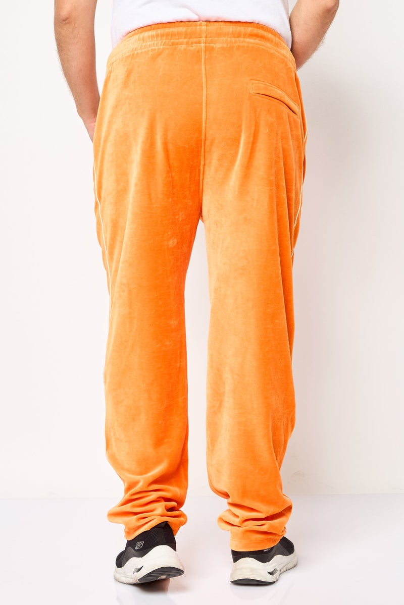 LACOSTE Men Regular Fit Ribbed Stretchable Wide Leg Pants, Orange - Image 4