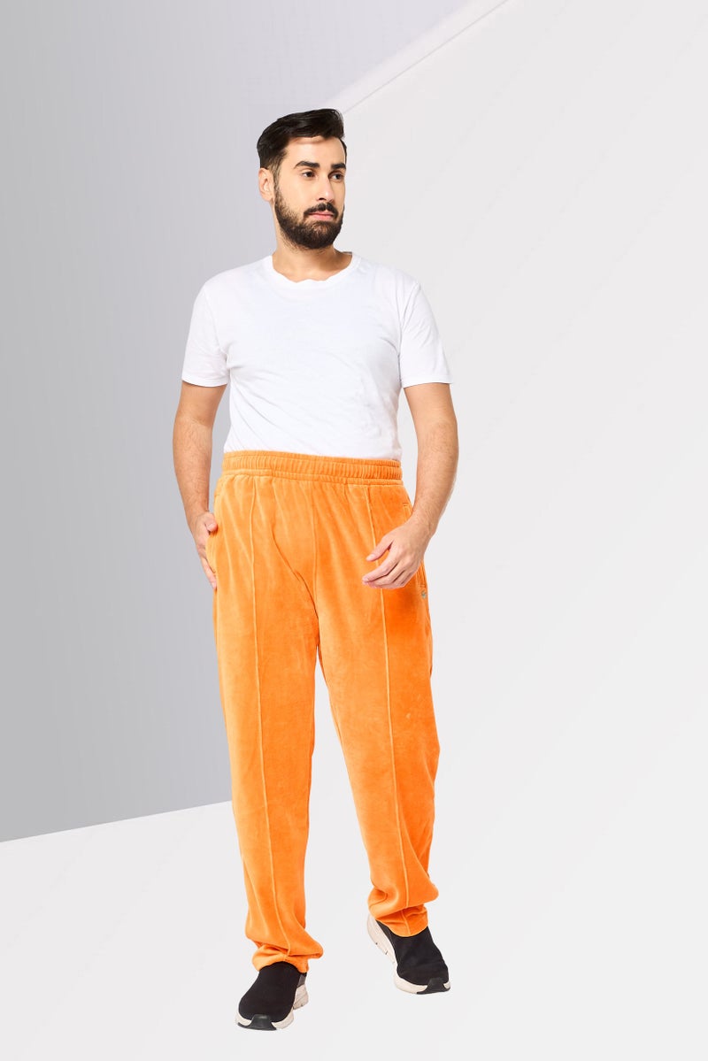 LACOSTE Men Regular Fit Ribbed Stretchable Wide Leg Pants, Orange - Image 2