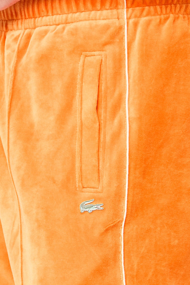 LACOSTE Men Regular Fit Ribbed Stretchable Wide Leg Pants, Orange - Image 3