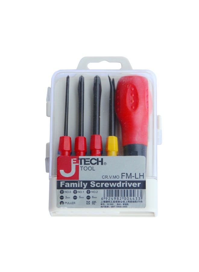 جي تيك تول  Jetech 8-Piece Family Screwdriver Set, CR-V Nickel steel, 3 Phillips and 3 Slotted Tips, Puller and AWL SQ, Split Design Shaft, Professional Grip Screwdriver Set, Large - FM-LH - Image 1