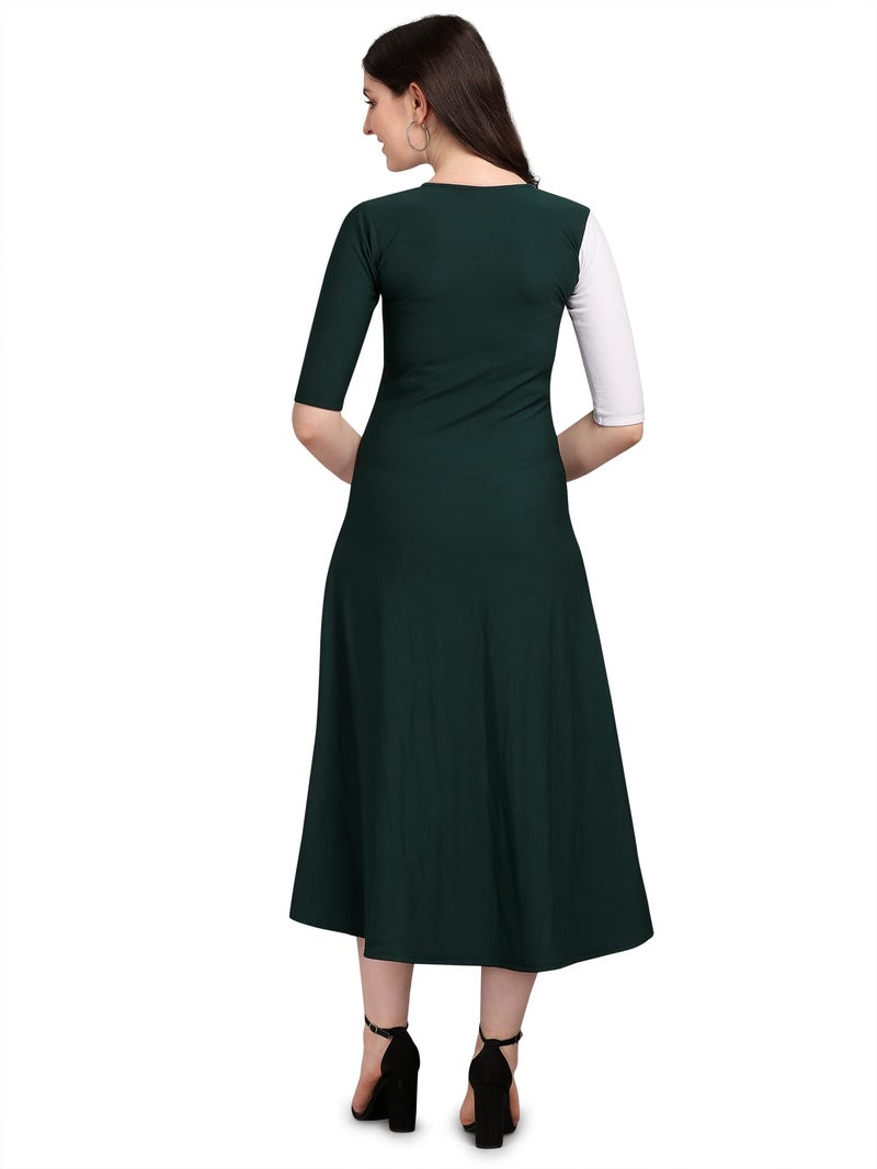PURVAJA Women's Maxi Dress (Lucy-540-WH-GN-M_White_M) - Image 2