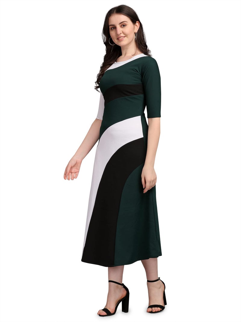 PURVAJA Women's Maxi Dress (Lucy-540-WH-GN-M_White_M) - Image 3