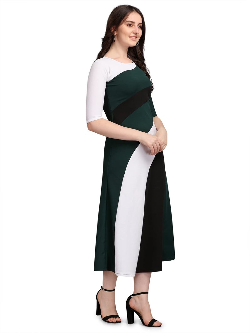 PURVAJA Women's Maxi Dress (Lucy-540-WH-GN-M_White_M) - Image 4