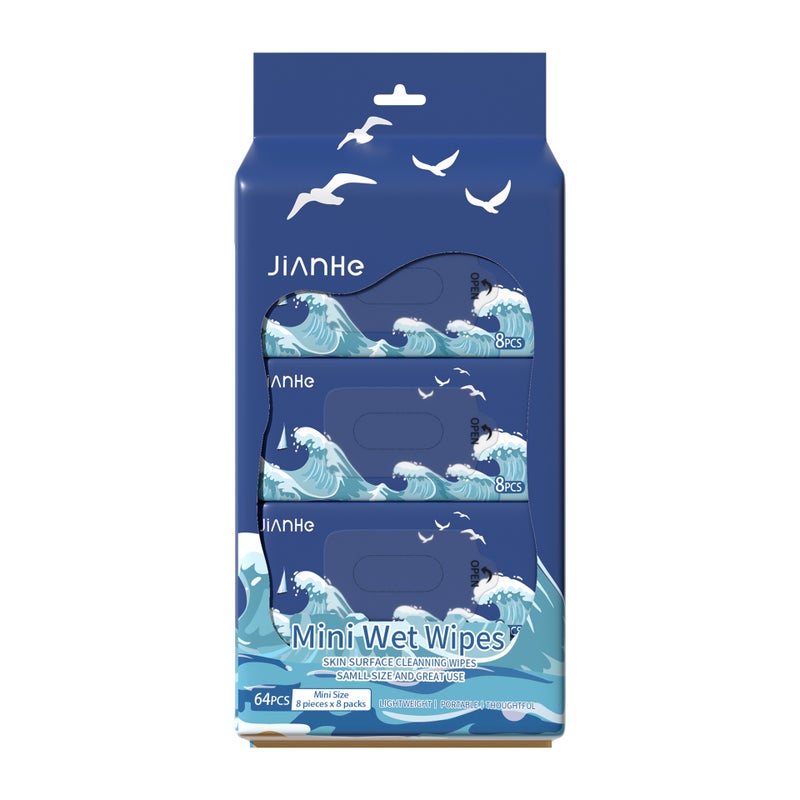 Mini Portable Wet Wipes for Kids, Pure Water, 8 Count