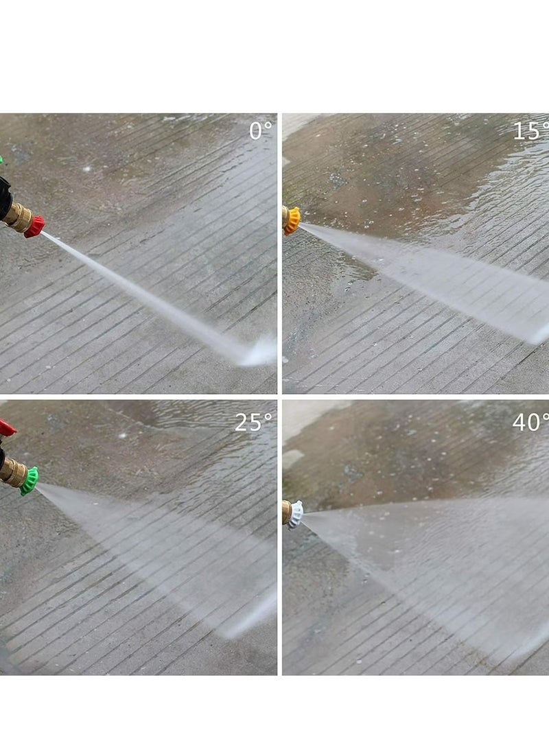 5 ألوان مسدس غسيل عالي الضغط 3000 PSI مع رؤوس رش قابلة للتوصيل السريع وموصل خرطوم M22 - أداة تنظيف قوية للسيارات، والفناء، وأكثر