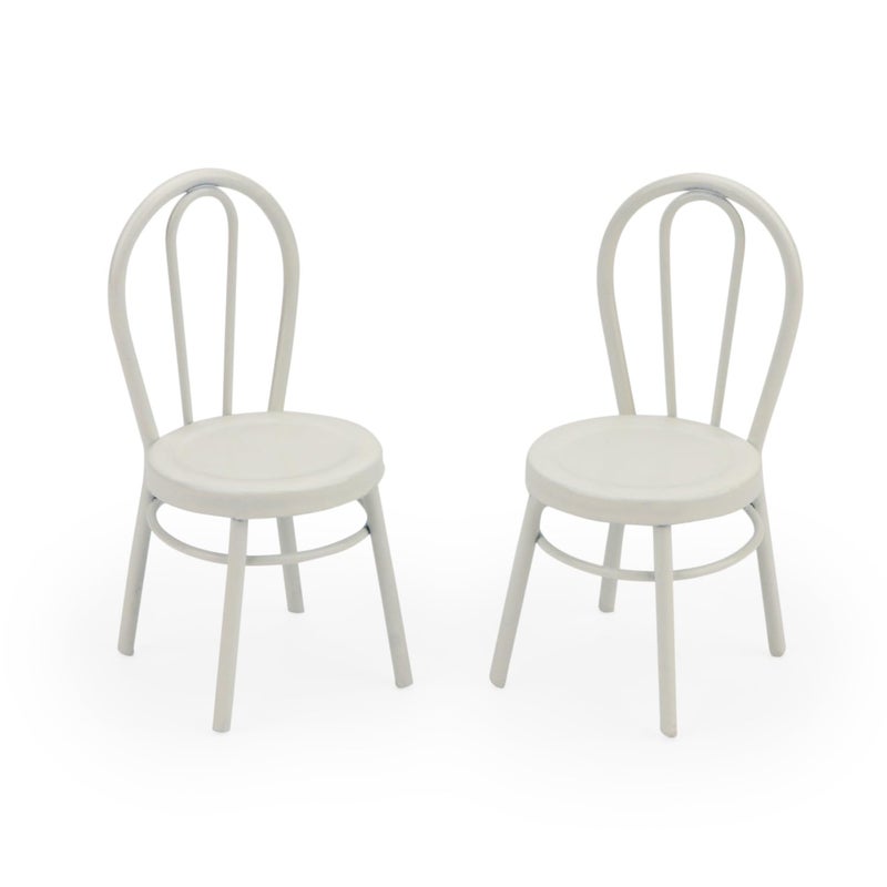 Cutemini 2Pcs Miniature Bistro Chair 1:12 Scale Furniture Miniature Metal Chairs Dollhouse Soldier Accessories Model Artificial Home Iron Dinning Chair Fairy Garden Building Scene Ornaments (White) - Image 1