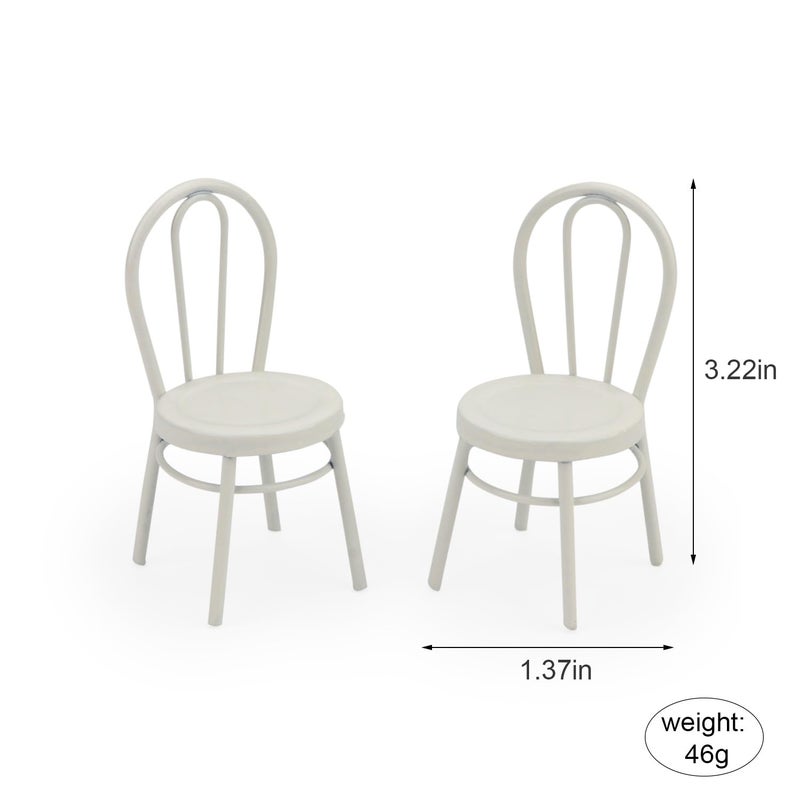 Cutemini 2Pcs Miniature Bistro Chair 1:12 Scale Furniture Miniature Metal Chairs Dollhouse Soldier Accessories Model Artificial Home Iron Dinning Chair Fairy Garden Building Scene Ornaments (White) - Image 5