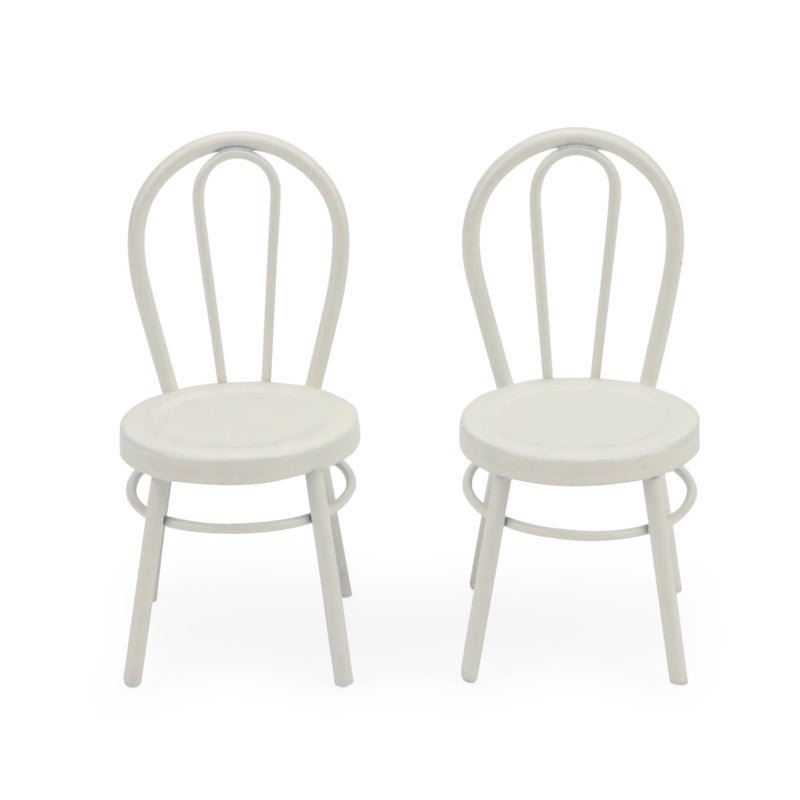 Cutemini 2Pcs Miniature Bistro Chair 1:12 Scale Furniture Miniature Metal Chairs Dollhouse Soldier Accessories Model Artificial Home Iron Dinning Chair Fairy Garden Building Scene Ornaments (White) - Image 4