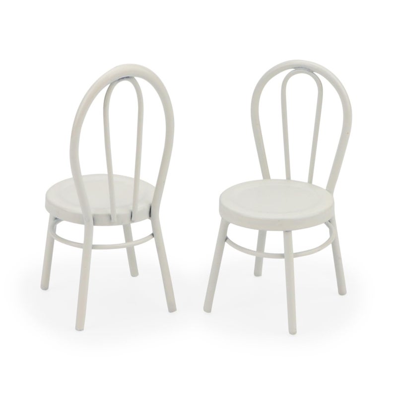 Cutemini 2Pcs Miniature Bistro Chair 1:12 Scale Furniture Miniature Metal Chairs Dollhouse Soldier Accessories Model Artificial Home Iron Dinning Chair Fairy Garden Building Scene Ornaments (White) - Image 3