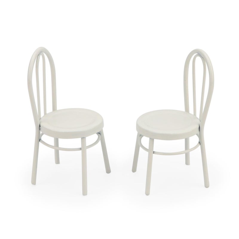 Cutemini 2Pcs Miniature Bistro Chair 1:12 Scale Furniture Miniature Metal Chairs Dollhouse Soldier Accessories Model Artificial Home Iron Dinning Chair Fairy Garden Building Scene Ornaments (White) - Image 2