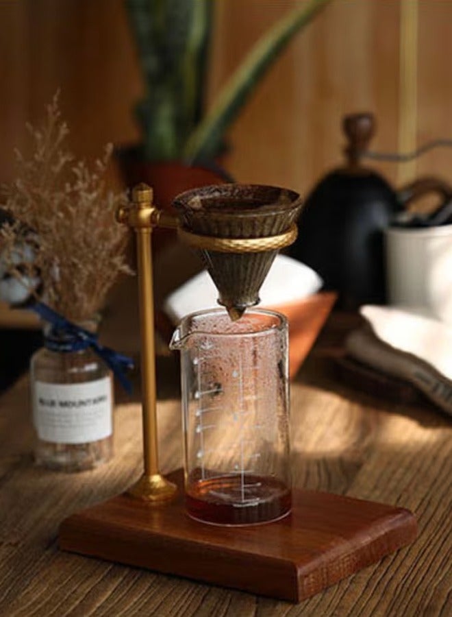 KUYING Adjustable Pour Over Filter Coffee Dripper Station with Wooden Base Stand Gold/Brown - Image 4