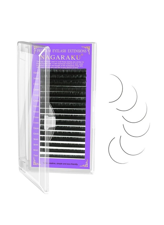 NAGARAKU 16Rows Faux Mink Individual Eyelash Lashes Maquiagem Cilios For Professionals Soft Mink Eyelash Extension (Thickness 0.07/12Mm Length, D Curl)  - Image 1