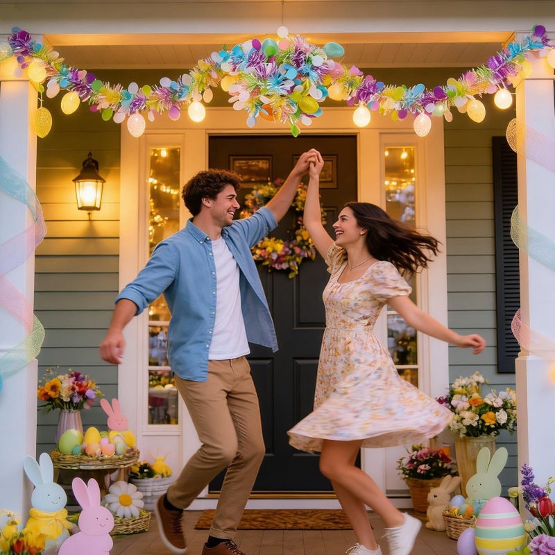 Easter Tinsel Garland Foil Decor Lightweight Reusable For Walls Ceilings Arches Party - Image 4