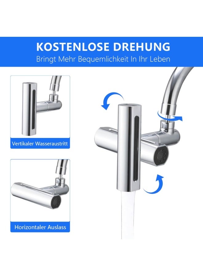 Bathroom Tap Attachment, Rotating Waterfall Tap Aerator Extension, 4-in-1 Multifunctional Water Saver for Tap, Rotating Tap Aerator for Kitchen Taps - Image 2
