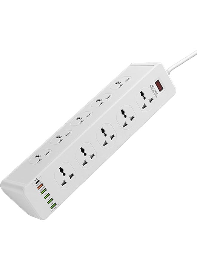PROMASS promass Power Strip Surge Protector with USB + Type C, Extension Cord Flat Plug with Widely 10 AC Outlet and 5 USB 1 Type C, Small Desktop Station, Compact Socket for Travel, Home and Office  - Image 1