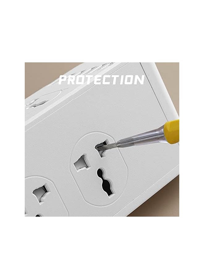 PROMASS promass Power Strip Surge Protector with USB + Type C, Extension Cord Flat Plug with Widely 10 AC Outlet and 5 USB 1 Type C, Small Desktop Station, Compact Socket for Travel, Home and Office  - Image 3