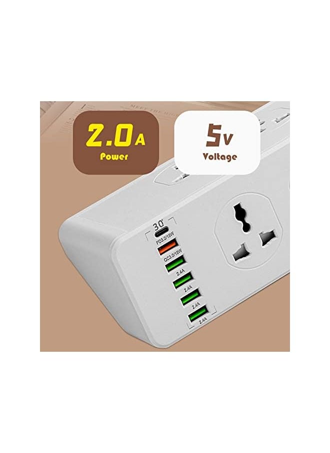 PROMASS promass Power Strip Surge Protector with USB + Type C, Extension Cord Flat Plug with Widely 10 AC Outlet and 5 USB 1 Type C, Small Desktop Station, Compact Socket for Travel, Home and Office  - Image 5