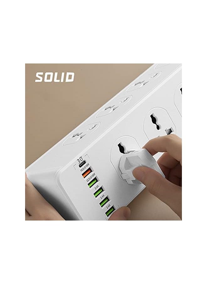 PROMASS promass Power Strip Surge Protector with USB + Type C, Extension Cord Flat Plug with Widely 10 AC Outlet and 5 USB 1 Type C, Small Desktop Station, Compact Socket for Travel, Home and Office  - Image 4