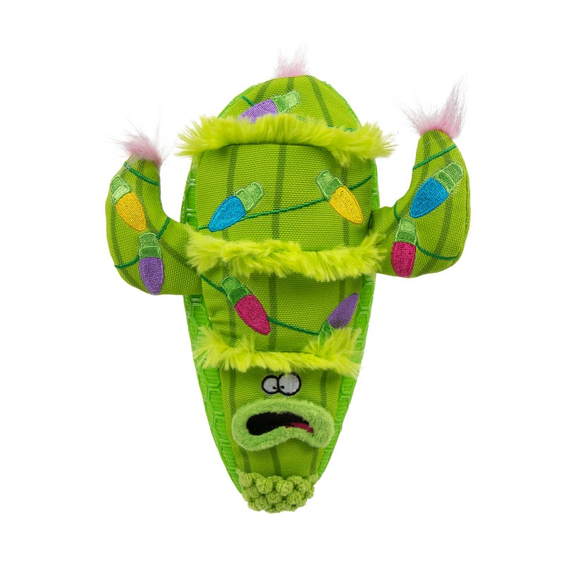 goDog Holiday Collection Mixed Materials TPEPlush Holiday Cactus Squeaky Dog Toy Chew Guard Technology Green One Size - Image 2