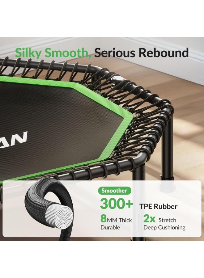 BCAN ترامبولين صغير ثماني الأضلاع من BCAN مقاس 51 بوصة، يتحمل وزنًا أقصى يصل إلى 450 رطلاً، مزود بمقبض قابل للتعديل على شكل حرف T، وحبال مطاطية صامتة، أكبر حجمًا وأكثر استقرارًا وهدوءًا، مناسب للتمارين الرياضية للبالغين، للاستخدام الداخلي/في الحديقة - أخضر - Image 4