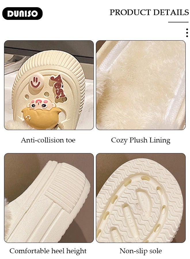 DUNISO House Slippers for Women,Washable Lined Clogs, Fashion Warm Shoes with Thick Sole, Comfortable Home Fuzzy Slippers, Lightweight Non Slip House Shoes For Cozy Indoor Outdoor - Image 2