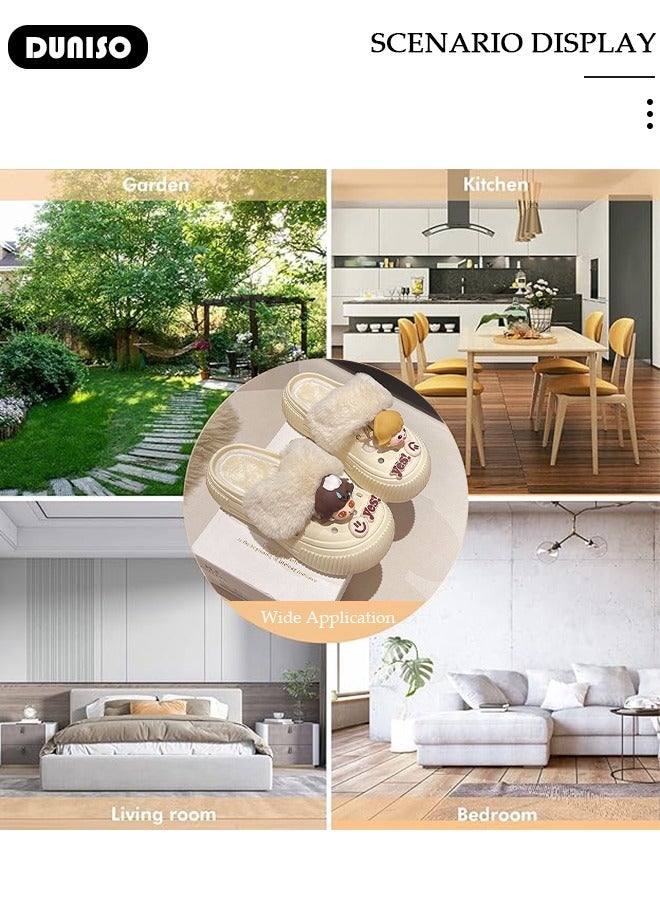 DUNISO House Slippers for Women,Washable Lined Clogs, Fashion Warm Shoes with Thick Sole, Comfortable Home Fuzzy Slippers, Lightweight Non Slip House Shoes For Cozy Indoor Outdoor - Image 3