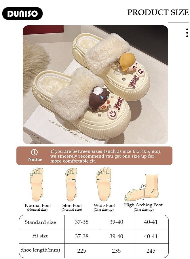 DUNISO House Slippers for Women,Washable Lined Clogs, Fashion Warm Shoes with Thick Sole, Comfortable Home Fuzzy Slippers, Lightweight Non Slip House Shoes For Cozy Indoor Outdoor - Image 4