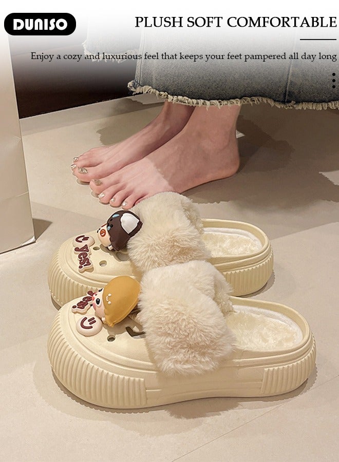 DUNISO House Slippers for Women,Washable Lined Clogs, Fashion Warm Shoes with Thick Sole, Comfortable Home Fuzzy Slippers, Lightweight Non Slip House Shoes For Cozy Indoor Outdoor - Image 5