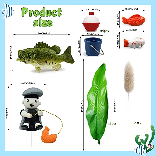 KDPATFAV 24PCS Gone Fishing Cake Topper Fisherman Fish Cake Decoration for Catching the Big One Birthday Theme Party Supplies - Image 5