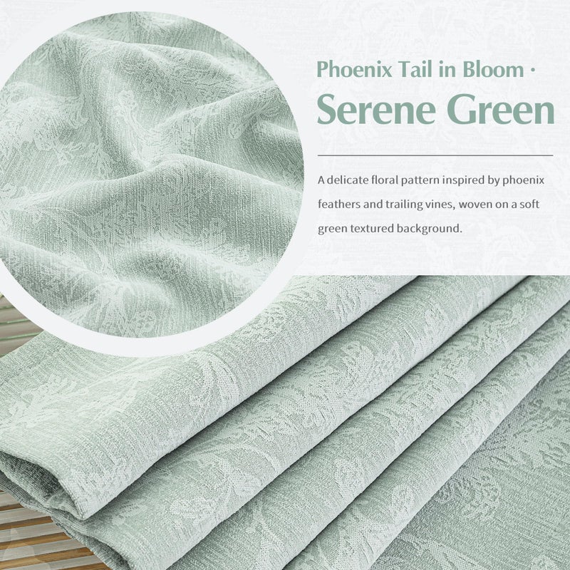 FMFUNCTEX Sage Green Floral Jacquard Blackout Curtains 84 Inches Long for Bedroom, Scroll Flower Chenille Farmhouse Curtain for Living Room Darkening Thermal Insulated Grommet Window Drapes 2 Panels - Image 5