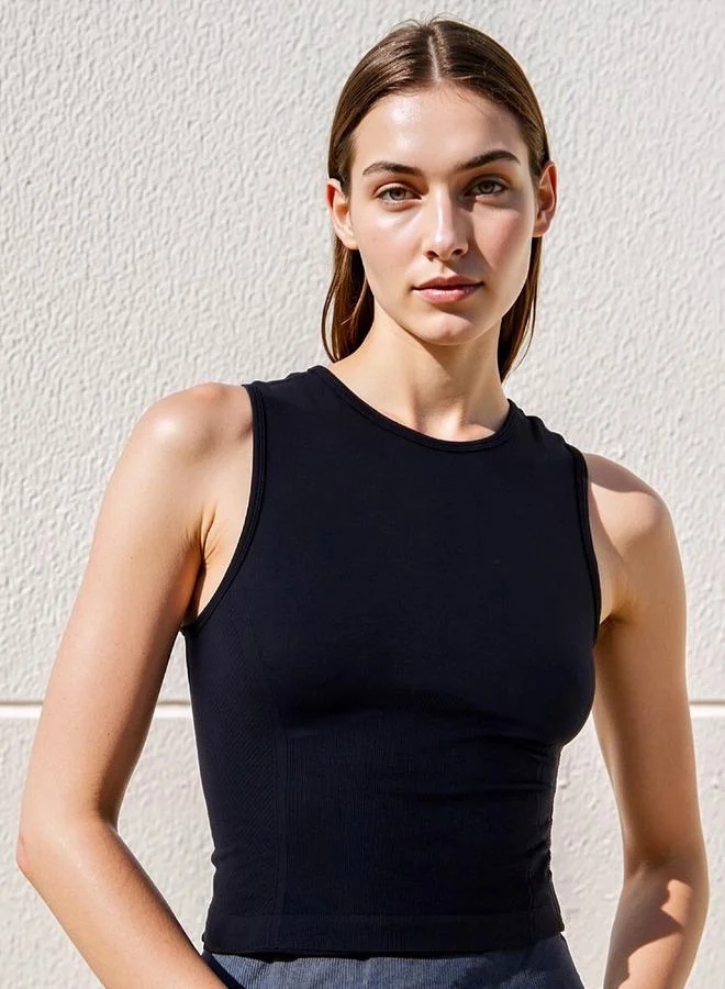 ADOT by Splash Seamless Sleeveless Top with Round Neck