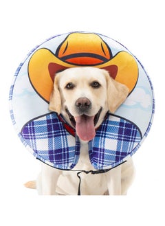 Avont Inflatable Dog Cone Collar After Surgery, Soft Dog Donut Collar to Stop Licking, E Collar Cone Alternative for Small Medium Large Dogs -Cowboy(M+)