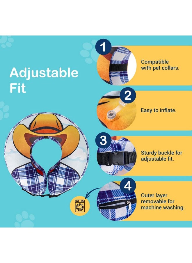 Avont - Avont Inflatable Dog Cone Collar After Surgery, Soft Dog Donut Collar to Stop Licking, E Collar Cone Alternative for Small Medium Large Dogs -Cowboy(M+) - Image 1