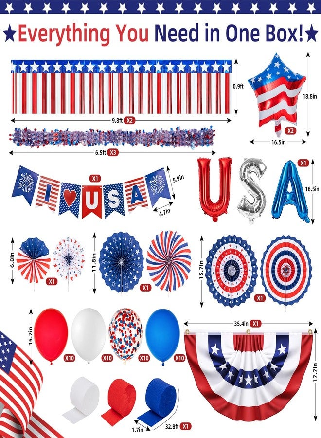 WEIDLUDOR 4th of July Golf Cart Decorations, USA 250th Anniversary Patriotic Parade Float Decor Set for Car & Boat, Includes Foil Balloons, Bunting Flag & Tinsel Garlands for Independence, Memorial or Flag Day - Image 3