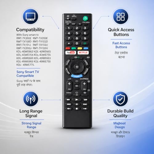 SUPREME E-COMMERCE Compatible With Sony Tv Remote Original Bravia LCD LED UHD OLED QLED 4K Ultra HD with YouTube and Netflix Hotkeys. Universal Replacement for Original Sony Smart Android TV Remote Control - Image 3