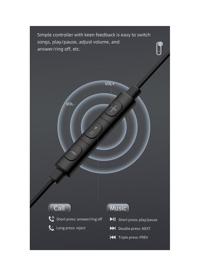 AWEI TC-5 In-Ear Headphones with Type-C Jack - Magnetic Design –BLACK- High Sound Quality - Image 3