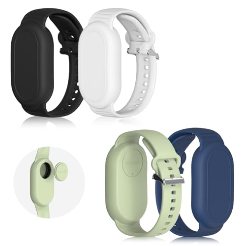 BIQIRE [4Pack] BIQIRE Bracelet Compatible for Samsung Galaxy SmartTag 2 (2023), Soft Silicone Smart Tag 2 Wristband Hidden Galaxy Smart Tag 2 Holder (Black+White+Blue+Green) - Image 1