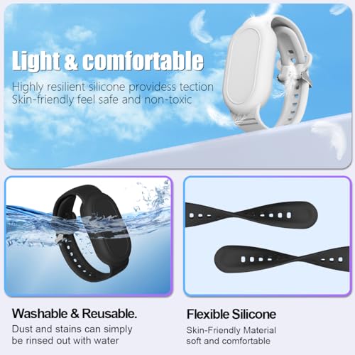 BIQIRE [4Pack] BIQIRE Bracelet Compatible for Samsung Galaxy SmartTag 2 (2023), Soft Silicone Smart Tag 2 Wristband Hidden Galaxy Smart Tag 2 Holder (Black+White+Blue+Green) - Image 3