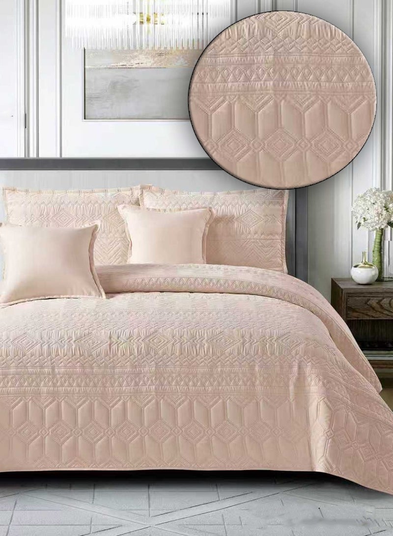 ميرال مفرش سرير نفرين سادة مضغوط – 6 قطع – لحاف محبوك 220×240 سم مع شرشف مغاط 200×200×30 سم - Image 3