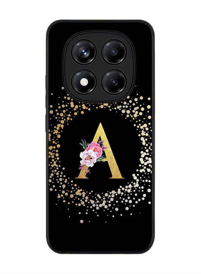 Stylizedd For Xiaomi Redmi Note 14 Pro 5G / X7 5G Case,Slim fit Camera Protection, Shockproof Thin Phone cover  - Custom Monogram Floral - A ( Black ) - Image 1